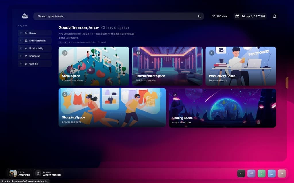 Touch OS settings and system overview