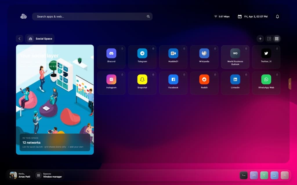 Touch OS browser and web apps