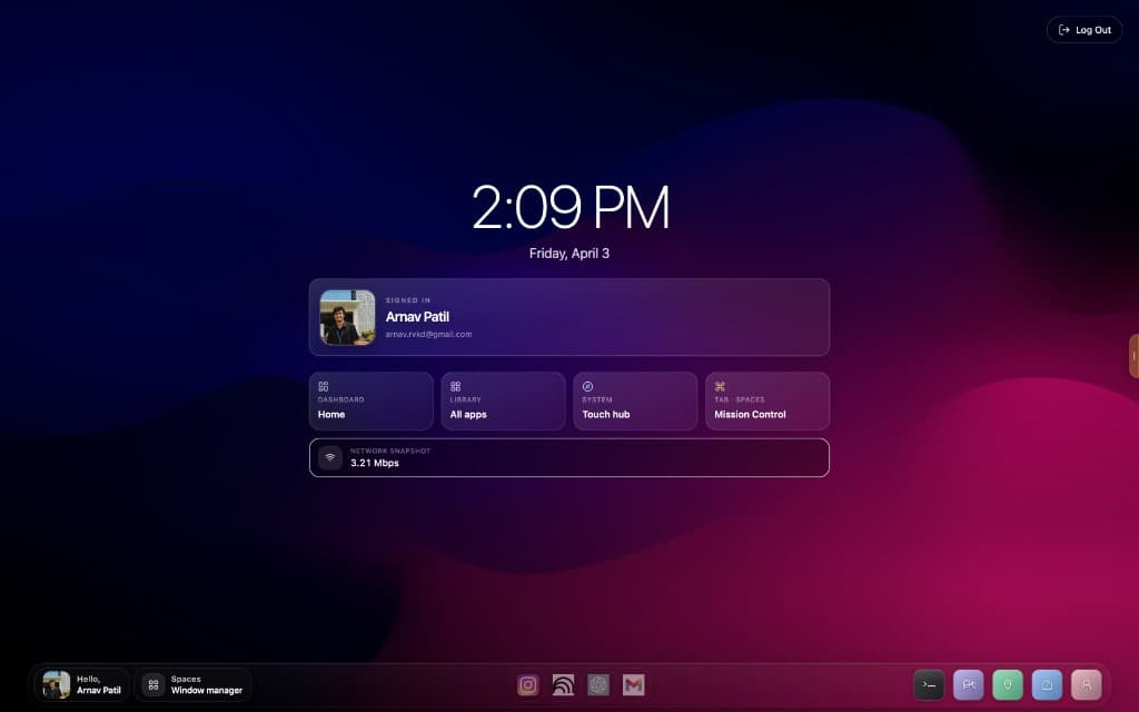 Touch OS window and space management